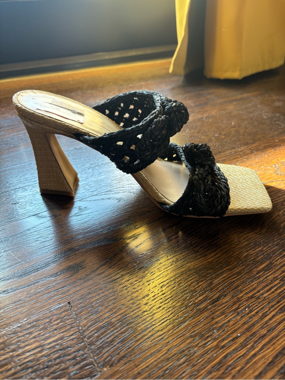 Dolce Vita Nyah Black Braided Double-Strap Heeled Sandals NWT Sz 8 Raffia - Picture 9 of 12